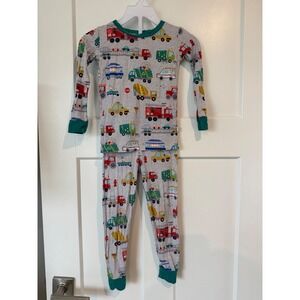 Little Sleepies 2T City Vehicles Lunaluxe Bamboo Viscose Pajama Set Gray Green